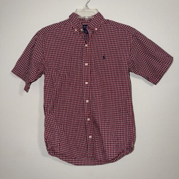 Ralph Lauren Other - Polo Ralph Lauren Boys Button Down Shirt Red White Blue Plaid M 12 14 Pony Logo